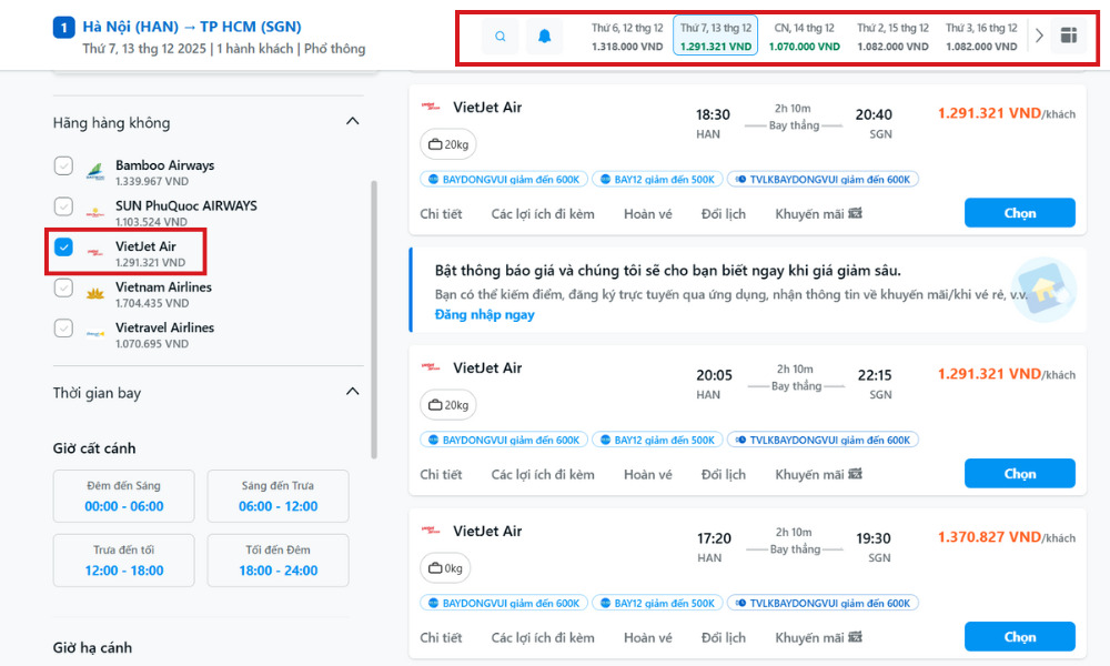 Cách check giá vé Vietjet trên Traveloka để chọn đúng thời điểm bay